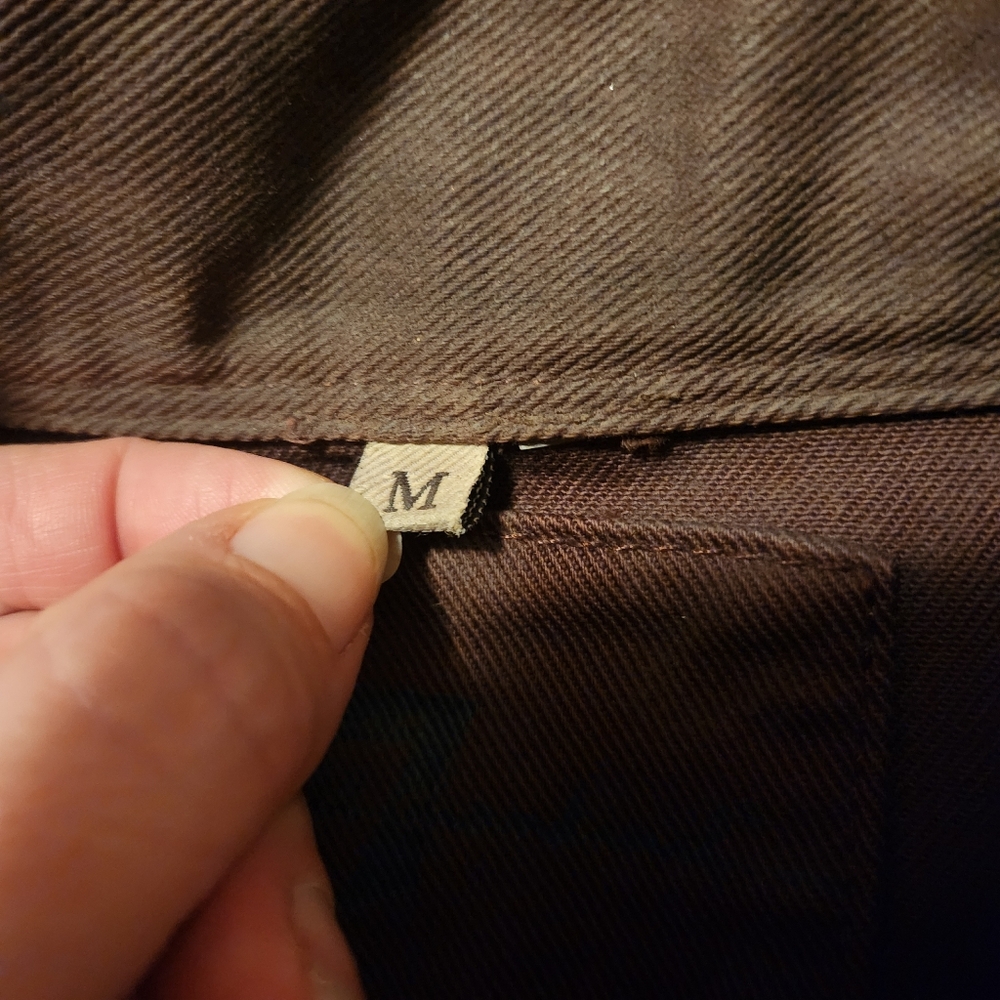 7 For All Mankind Brown Classic Coated Waxed Denim Trucker Jacket Size M NWOT - Picture 7 of 9